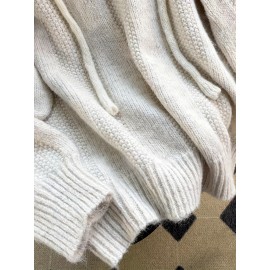 Beige Women's Oversized Soft Sweater Coat - Long Sleeve Hooded Sweater Jacket with Adjustable Hood & Front Pocket, Minimalist Winter Coat, Machine Washable Casual to Formal Outerwear for Women, All-Season Layering Piece, Cropped Sweaters for Women, Casual Long Sleeve Sweater, Sweaters, Colourfull Loose Sweater for Women, Sweater Tops for Women