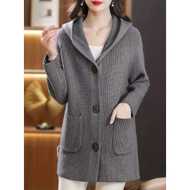 Women's Beige Cardigan Sweater - Longline Open Front Coat-like Jacket, Soft Chic Sweater for Fall/Winter, Elegant Everyday & Formal Outfits, Fall Winter Wear, Soft Texture