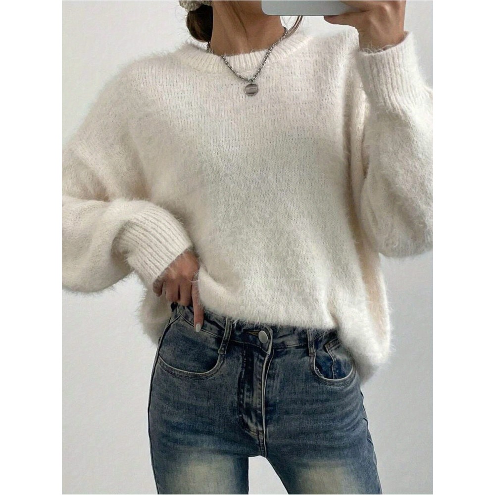 Women's Mink Velvet Pullover, Casual Simple Versatile Solid Color, Comfortable Warm Mink Velvet Fabric 326g Light Beige-Friendly, Perfect Fit Women's Clothing, Halloween Christmas Party Outfit, New Autumn-Winter