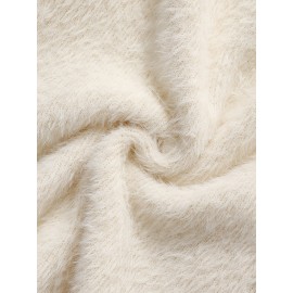Women's Thick & Soft Sweater with Bow Buttons - Winter Warm Round Neck Long Sleeve Cozy Sweater, Beige & White Cable- Design, All-Season Casual Elegant Pullover for Fall and Winter Layering, Hand Wash or Dry Clean, Solid Color with Bow Detail, Medium Stretch, Relaxed Fit, Fleece Lining for Extra Warmth, Chic and Comfortable for Casual Attire, Cozy Sweaters For Women, Casual Long Sleeve Sweater, Oversized Knit Sweater, Colourfull Loose Sweater For Women,