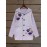 [Light Purple Hooded Sweater] European and American Retro Style Light Purple Hooded Thick Open Front Loose Long Sweater with Floral Print