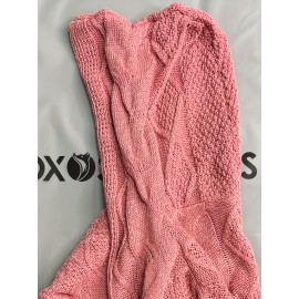Women'S Light Pink Ribbed Cardigan - Long Sleeve Hooded Open Front Sweater with V-Neck, Casual Fall/Winter Layering Essential for Cozy Indoor or Outdoor Wear, Cozy Fall Apparel | Vneck Design | Soft Texture