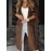 [Casual Wear Vneck Cardigan] Women's Casual V-Neck Ribbed Cardigan | Long Sleeve Button-Up with Pockets | Brown Fall/Winter Everyday Comfort