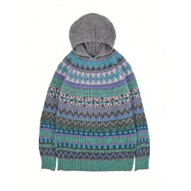 Winter Women's Elegant Hooded Sweatshirt Style Soft Jacquard Gradient Multicolor Beautiful Fashion Comfortable Casual Vintage Pullover Commuter Gift