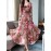 Elegant Women's V-Neck Floral Print Dress with Fitted Bodice & Flowy Skirt - Machine Washable, All-Season Versatile for Casual to Formal Occasions, No Stretch Fabric, Zipper Closure