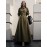 Elegant Slimming Waist-Cinching A-Line Dress with Button Detail - Polyester, Machine Washable - Perfect for All Seasons