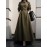 Elegant Slimming Waist-Cinching A-Line Dress with Button Detail - Polyester, Machine Washable - Perfect for All Seasons