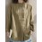 Plus Size - Women'S Casual Loose Fit Side Stand Collar Pleated Blouse - Solid Color Button-Up Shirt with Ribbed Texture, Long Sleeves, and Button Details for All-Season Wear, Versatile Fashion | Relaxed Fit Shirt | Nonstretch Fabric