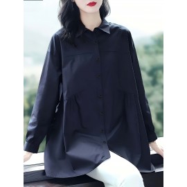 Plus Size - Plus Size, Long Sleeve High-End Shirt for Women, Plus Size Women'S Casual Loose Fit Blouse, Long Sleeve Blouses for Women Plus Size, Plus Size Blouses, Blouses for Women Plus Size, Long Sleeve Blouses for Women, Spring Fashion, Office Wear, Elegant Blouse, Classic Design, Durable Construction, Premium Material, Buttonup Top, Stylish Blouse, Fashion Lovers, Professional Women