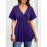Plus Size, Plus Size Women's Elegant V-Neck Crossover Blouse with Lace Sleeves & Metallic Accents - Slim Fit Chic Top for Evening Outings, Machine Washable Spring/Summer/Fall Shirt, Formal Plus Size, Nontransparent Fabric, Party Wear, Breathable Material, Stylish Ladies