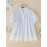 [ZANZEA Plus Size Blouse] Plus Size - ZANZEA Women's Plus Size Lightweight Elegant Blouse - Korean Style Striped & Lace Patchwork Stand Collar Puff Short Sleeve Single-Breasted Shirt, Breathable Summer Top for Office & Casual Outings, Versatile Clothing, Stylish Women