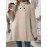 Plus Size, Women's Elegant Beige Coat - Long Sleeve Double Button Blazer, Structured Non-Stretch Jacket for Office, Formal Events & Everyday - Machine Washable Women's Outerwear, Casual Chic Apparel, Turndown Collar, Classic Tailoring
