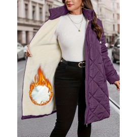 Plus Size, Plus Size Women's Heavy-Duty Winter Coat with Hood & Full-Zip Closure - Oversized Knee-Length Jacket, Elegant Cold-Weather Outerwear for Fall/Winter, Hand Washable (Black) - Warm Parka for Large Frame