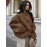 Plus Size, Women's Oversized Brown Jacket - Plus Size Casual Collar Coat with White Button Closure, Dropped Shoulder H-Line Silhouette & Chest Pocket - All-Season Outerwear for, Date, Everyday (Machine Washable) - Elegant Brown Blazer