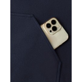 Plus Size, Women's Oversized Brown Jacket - Plus Size Casual Collar Coat with White Button Closure, Dropped Shoulder H-Line Silhouette & Chest Pocket - All-Season Outerwear for, Date, Everyday (Machine Washable) - Elegant Brown Blazer