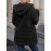 Plus Size, Women's Teddy Bear Plush Winter Coat - Elegant Hooded Jacket with Plush, Front Pockets & Button Closure, Beige/Black Mid-Length Outerwear for Fall/Winter, Machine Washable Cold Weather Blazer, Mature Style for Parties & Daily Wear