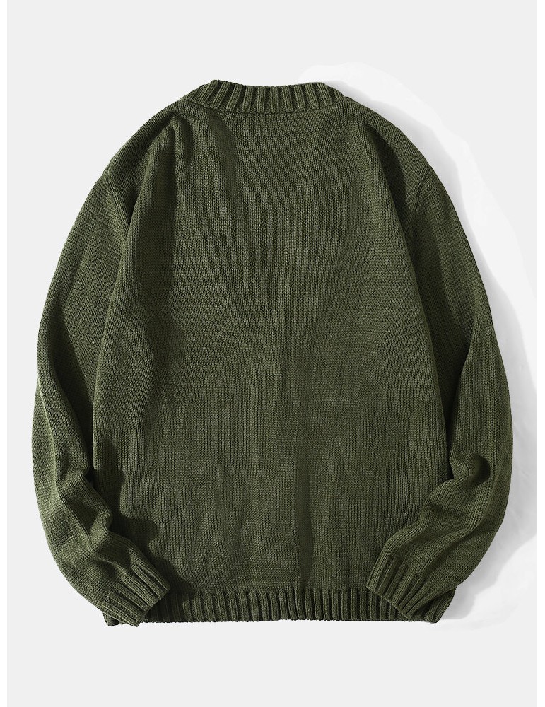 Cardigans - Men Vintage Knit Button V-Neck Double Pockets Casual Cardigans