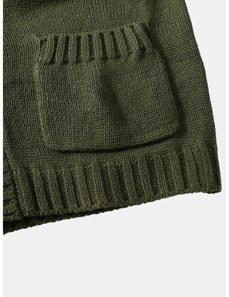Cardigans - Men Vintage Knit Button V-Neck Double Pockets Casual Cardigans
