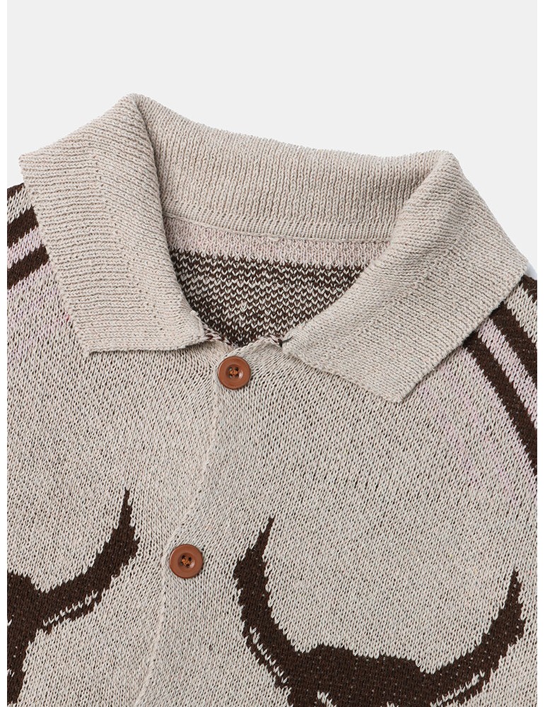 Cardigans - Mens Vintage Pattern Single-Breasted Warm Knitted Sweater Cardigans