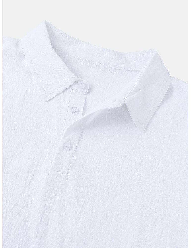 Golf Shirts - Mens Color Block Cotton Half Open Button Short Sleeve Casual Golf Shirts