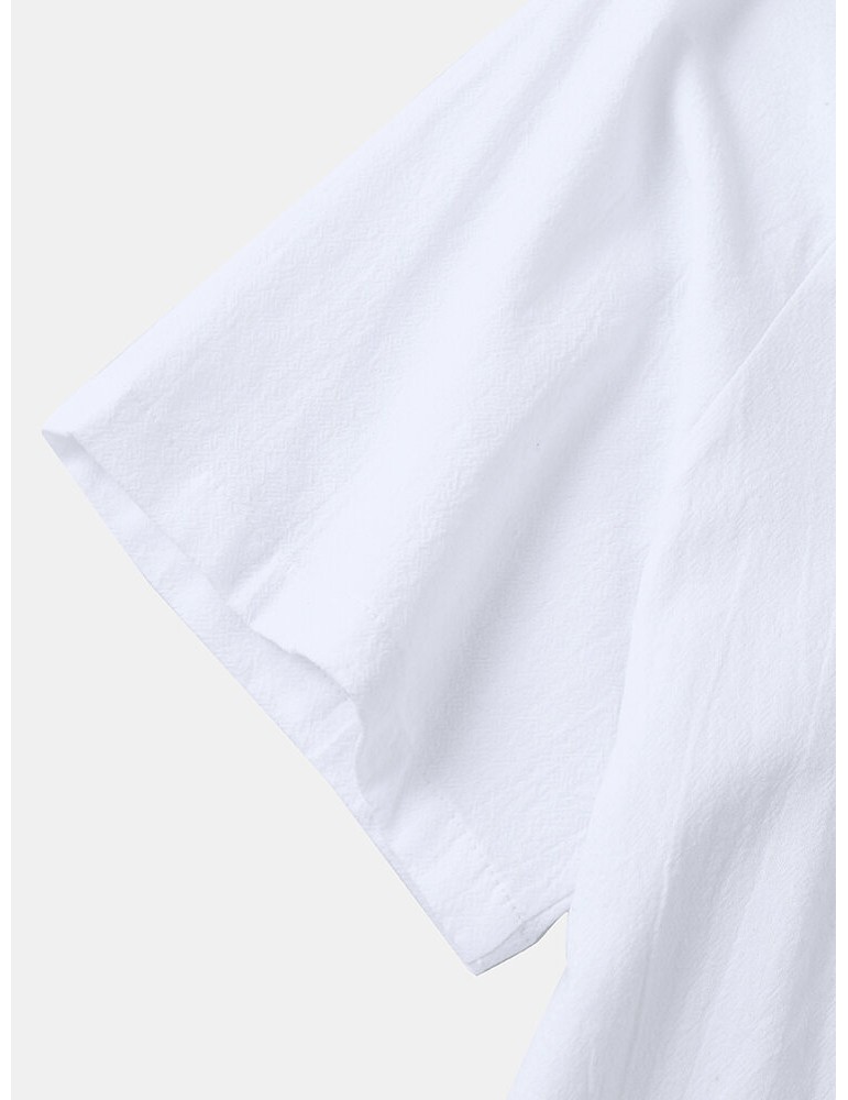 Golf Shirts - Mens Color Block Cotton Half Open Button Short Sleeve Casual Golf Shirts