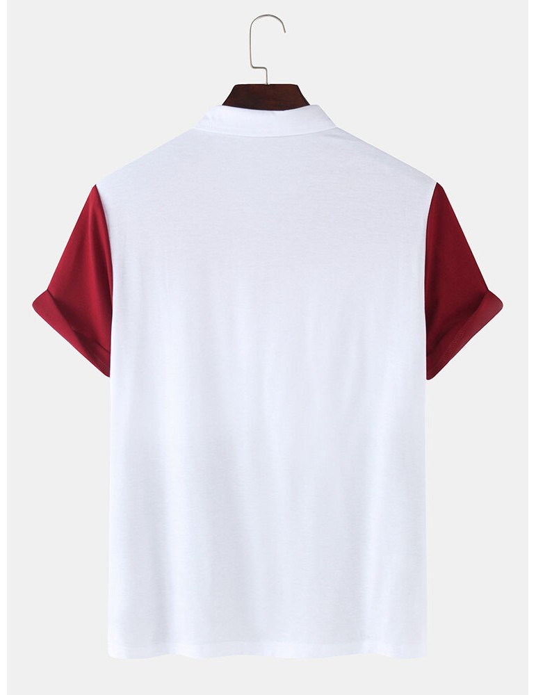 Golf Shirts - Mens Color Block Short Sleeve Casual Sport Golf Shirts