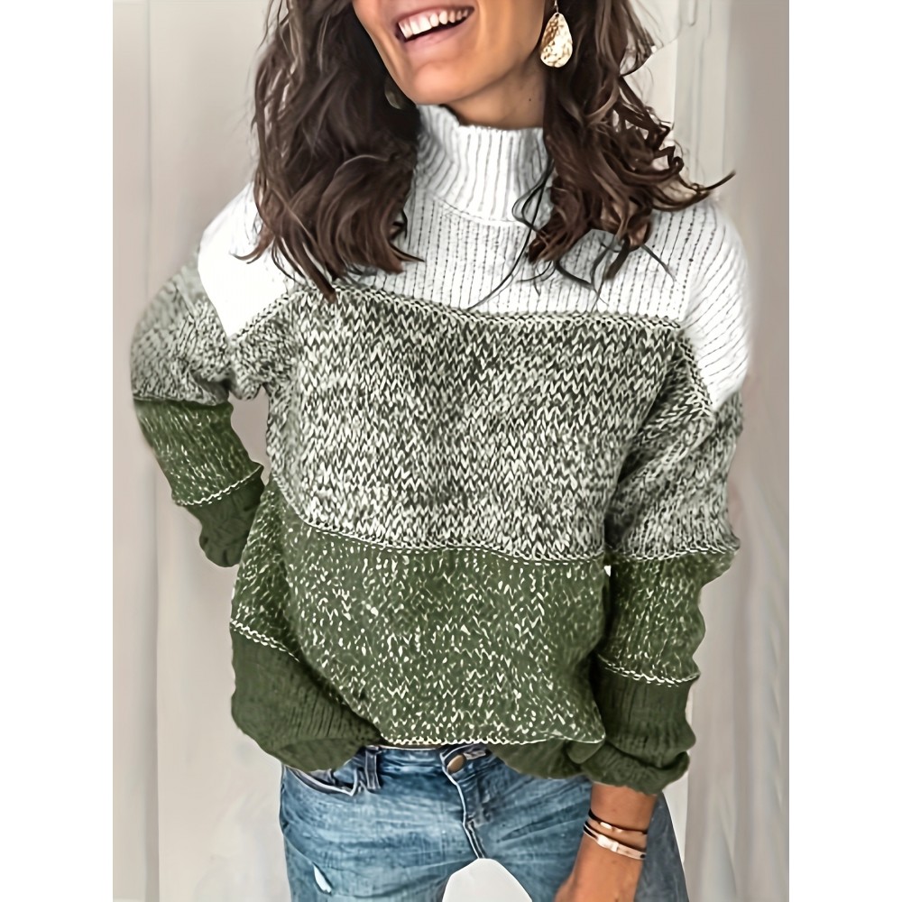 Striped Women's Pullover Sweater Winter Knitwear Long Sleeve Warm Top Basic Elegant Casual Oversized Loose Fit Long Cardigan Seasonal Hot Item