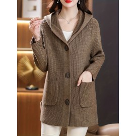 Women's Beige Cardigan Sweater - Longline Open Front Coat-like Jacket, Soft Chic Sweater for Fall/Winter, Elegant Everyday & Formal Outfits, Fall Winter Wear, Soft Texture